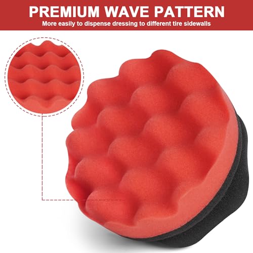 6 Pack Large Tire Shine Applicator Pad, Tire Hex Grip Applicator, Tire Shine Car Detailing Foam Sponge Tool, Reusable Car Cleaning Supplies After Car Wash Tire Cleaner for Applying Tire Shine - color: 6 Pack Black and Red
