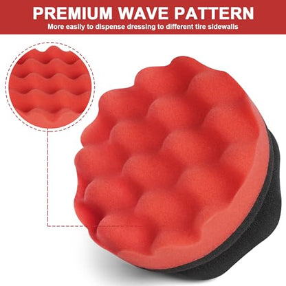 6 Pack Large Tire Shine Applicator Pad, Tire Hex Grip Applicator, Tire Shine Car Detailing Foam Sponge Tool, Reusable Car Cleaning Supplies After Car Wash Tire Cleaner for Applying Tire Shine - color: 6 Pack Black and Red