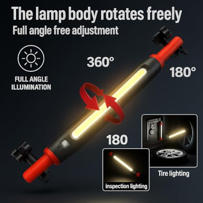 3000LM Magnetic Work Light, Rechargeable LED Flood Light | 180° rotating head, 360° hanging hook, IP65 waterproof body for car repair, camping, emergency, and jobsite use. - color: Black