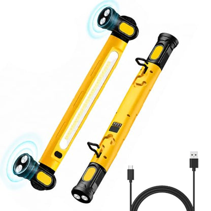 Under Hood Work Light, 3000lm Rechargeable Magnetic LED Light Bar with 360° Rotation & Hooks for Car Repairing, Garage, Mechanic, Camping & Emergency
