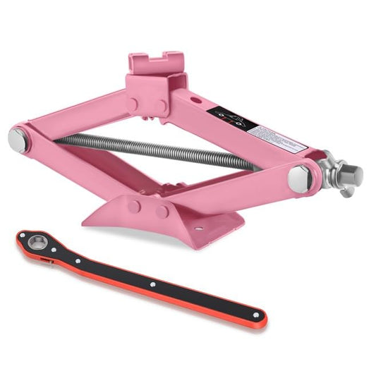 Auto Dynasty Scissor Car Jack, 2 Ton (4409LBS) Scissor Jacks, Lifting Range 17.4" (Max) to 3.85" (Min) Tire Jack Repair Kit with Ratchet Wrench for Car SUV Truck MPV Auto, Pink - color: Pink, size: 2T