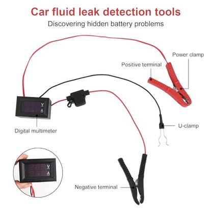 Automotive Battery Drain Tester, Car Alternator Relay Tester with Digital Voltage Display & Clips 12V Auto Leakage Detector to Detect Hidden Drain Issues on Cars Trucks SUV Tools