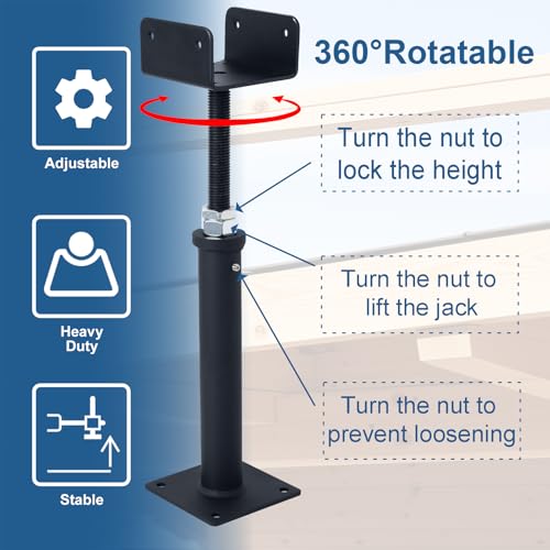 2 Pack U-Shaped Floor Jack, Heavy Duty Adjustable Steel Telepost with U-Head for 4x2, 4x4, 4x6 Joists, 9-13 Inch Adjustment Range, Screw Jack Post for Beam Support & Leveling - size: 9-13