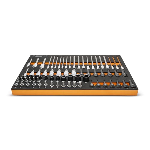 GEARWRENCH 74 Piece 1/4”, 3/8”, 1/2” Drive Metric Bit Socket Set in Foam Storage Tray - GWMSBSKCBMM