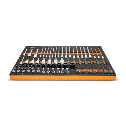 GEARWRENCH 74 Piece 1/4”, 3/8”, 1/2” Drive Metric Bit Socket Set in Foam Storage Tray - GWMSBSKCBMM