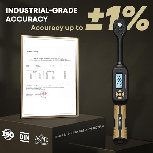 Digital Torque Wrench 3/8 Drive, 5.0-99.6 ft.lb ±1% Accuracy Electronic Torque Wrench Set with Buzzer and LED Inch Pound Torque Wrench with Spark Plug Socket for Car Repair Automobile Desert Tan - size: 3/8 Drive 5.0-99.6 ft.lb