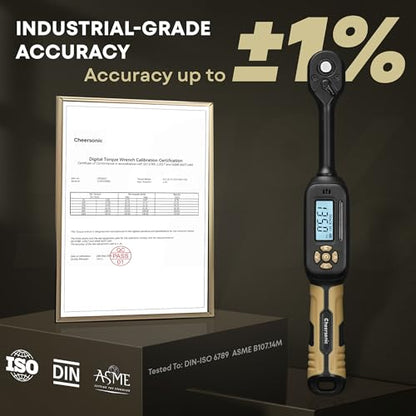 Digital Torque Wrench 3/8 Drive, 5.0-99.6 ft.lb ±1% Accuracy Electronic Torque Wrench Set with Buzzer and LED Inch Pound Torque Wrench with Spark Plug Socket for Car Repair Automobile Desert Tan - size: 3/8 Drive 5.0-99.6 ft.lb