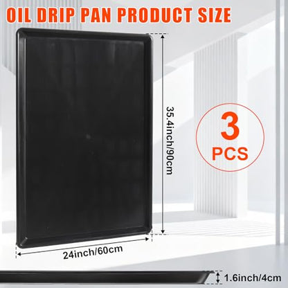 3-Pack Oil Drip Pan, 35.4" x 24" for Cars | Includes 3 absorbent foam mats. Leak-proof funnel spout. HDPE plastic. For oil changes, engine work, pets & appliance repair.