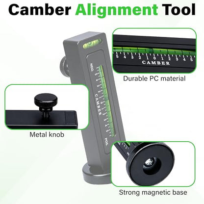 Wheel Alignment Tool, Universal Camber Alignment Tool, Adjustable Magnetic Gauge Tools, Alignments Tools Automotive, Caster Camber Gauge, Tire Repair Accessories for Most Cars Trucks RVs (Black) - color: Black