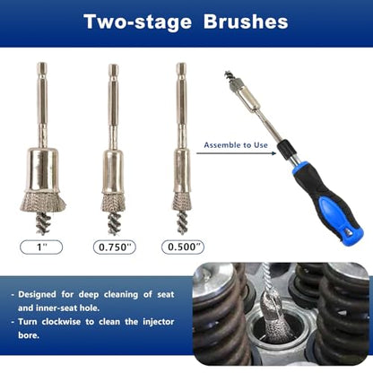 Professional Diesel Injector Seat Cleaning Kit 8090S, Premium Stainless Steel Helix Brushes, Replacement Tool kit for Diesel Injector Seat (17 Pcs)