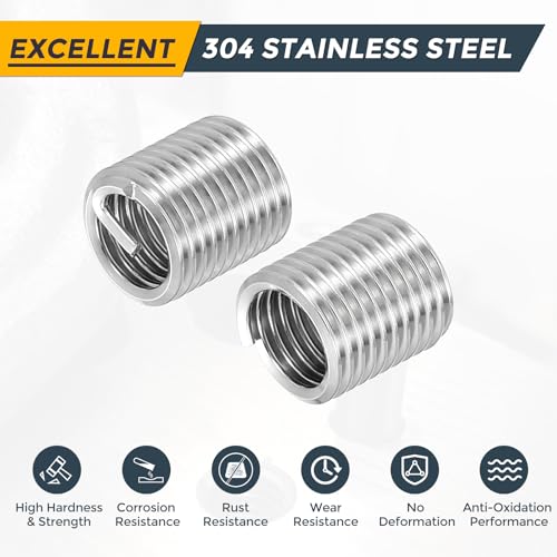 HARFINGTON 20pcs Wire Thread Repair Inserts M8 x 1.25 x 2D (16mm) Metric 304H Stainless Steel Helical Coiled Wire Screw Threaded Sleeve Sheath for Automotive Repairs - size: M8 x 1.25 x 2D