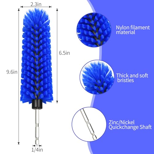 1 Pack Drill Brush for Car Wheel and Bottle(Blue) | for Wheels, Rims, Engines, Exhaust, Bottle - color: 1 Pack Dark Blue