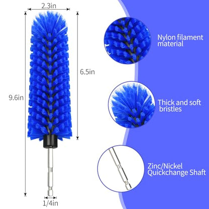 1 Pack Drill Brush for Car Wheel and Bottle(Blue) | for Wheels, Rims, Engines, Exhaust, Bottle - color: 1 Pack Dark Blue