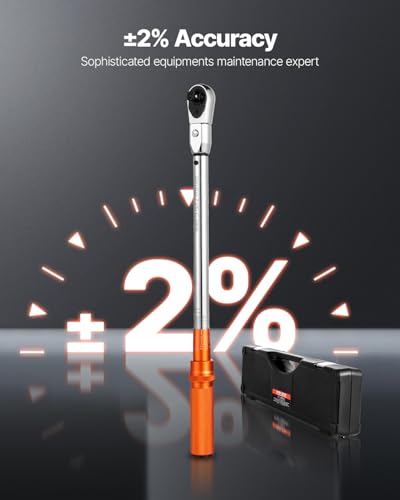 VEVOR Adjustable Torque Wrench 1/2 Inch Drive, 20-160Ft.lb/27.1-216.8Nm, 38MM Open End, 3/8 Inch Drive Torque Wrench with Interchangeable Jaw & Ratchet Head for HVAC, Car, Moto, Narrow Pipeline - size: 20-160FT.LB, style: 1/2-Inch