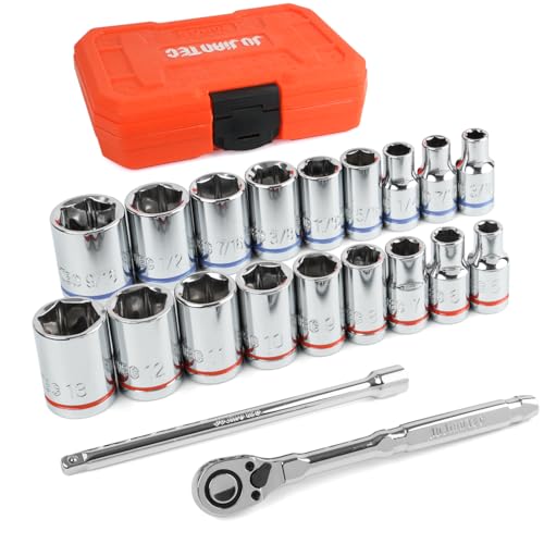 20-Piece 1/4" Drive Shallow Socket Set, SAE/Metric - size: 20pcs Shallow