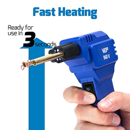 WEP 960-V Plastic Welder Kit 110V with LED Lights with 200 Hot Staples and Pliers for Car Bumper Plastic Welding, Plastic Gas Tank Repair, a Great Automotive Tools for Mechanics - color: Blue