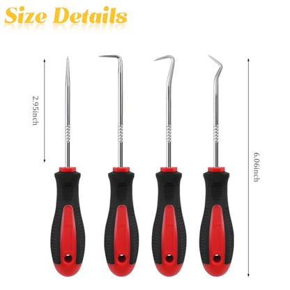 Zpana 4PCS Car Precision Hook and Pick Set, O Ring Vehicle Oil Seal Gasket Pick with Ergonomic Handle, Automotive Mechanic Hooks Puller Remover Tool, Universal for Automobile RV Truck (Style B) - size: StyleB