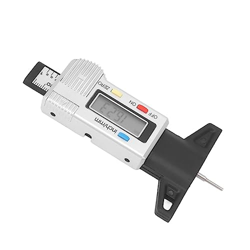 Alomejor Tire Tread Depth Gauge, Digital ABS Tool, Precision Reader for Tire Wear Measurement 0-25.4mm, Ideal for Cars Trucks Motorcycles