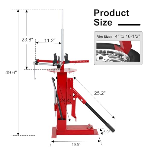 Multi Manual Tire Changer,Portable Tire Changer Machine Hand Bead Breaker Mounting Tool for 4" to 16.5" Tires,Heavy Duty Tire Changer for Car,Motorcycle,Truck,Home Garage and Car Beauty Shop