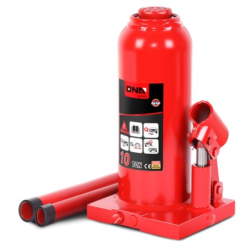 DNA Motoring 10 Ton Hydraulic Car Bottle Jack, Red, 20000 lbs Capacity | Automotive Welded Bottle Jack For Car SUV Pickup Truck, Auto Repair House Lift, With Manual Handle - color: red, style: 10 ton