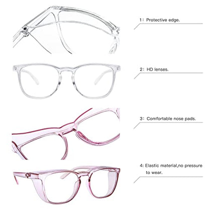 JOO'RTI Anti-Fog Safety Goggles Anti-Blue Light Saftey Glasses Anti-Dust Protective Eyewear for Women and Men - color: 2packs(lilac & Trans)