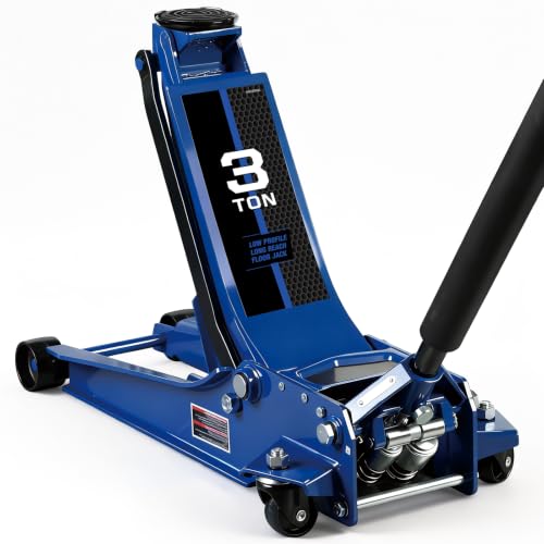 3 Ton Floor Jack Extra Long Reach Low Profile Hydraulic Jack with Dual Piston Quick Lift Pump, for Home Garage & Professional Auto Shop Vehicle Maintenance, 6,600 LBS Load Capacity, Blue - color: Blue