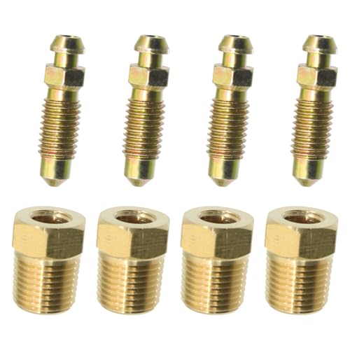 4 Sets Bleeder Screws 1/8" NPT, 1/8"-27 Threads with 1/4"-28 Bleeder Screws | Brass material, Brake bleeder valves, Coolant bleeder screw repair kit, For vehicles brake system