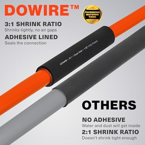 Dowire Heat Shrink Tubing 3/16" - Adhesive Lined - 3:1 Ratio - Waterproof Marine Grade Shrink Tube - Wire Shrink Wrap Tubing - Black - 35 Feet - color: Black, size: 3/16" - 35 Ft
