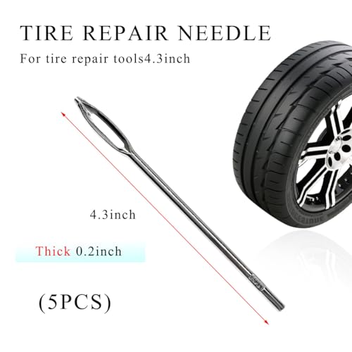 5 PCS Tire Repair Needle, 4.25" Replacement Split Eye Needle for T-Handle Tire Plug Repair Tool, Heavy Duty Tire Patch Eye Needle Tire Repair Hand Tool Kit, Car Accessories