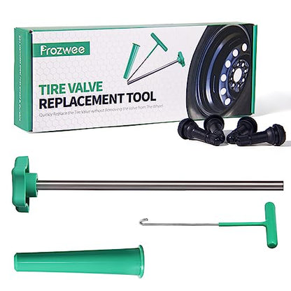 Tire Valve Stem Core Quickly Replacement Tool Kit,Perfect Tool for Replacing Leaky Valves in Cars,Trucks,Motorcycles, etc.with 4PCS TR413 Valve Stems - size: 1SET Tool & 4PCS TR413 Valve Stems
