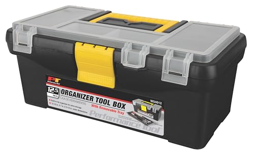 Performance Tool W54012 Heavy Duty Plastic Organizer Tool Box for Workshops and Garages, Black, 12.5-Inch - size: 12" Plastic Tool Box, style: Plastic Tool Box