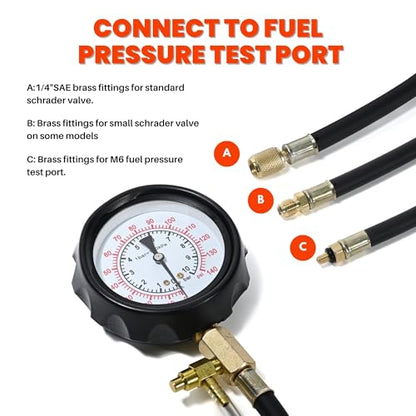 NP Diesel Fuel Pressure Gauge Kit Petrol Fuel Pressure Tester Fuel Injection Pump Diagnostic Tool