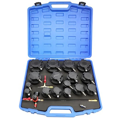 DPTOOL Turbo System Leakage Tester Kit 19Pcs Turbo Boost Leak Tester Turbocharger Air Pressure Guage Cooling System Intercoolers Radiators Hose Leaks Test with 16 Stepped Adapters 1-1/4'' to 4-1/4''