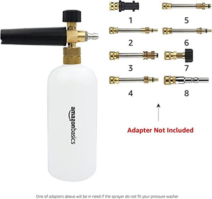 Amazon Basics Foam Cannon with 1/4-Inch Quick Connector for Pressure Washer, Snow Foam Lance for Car Washing, Adjustable Nozzle, 33-Ounce (1 Liter)