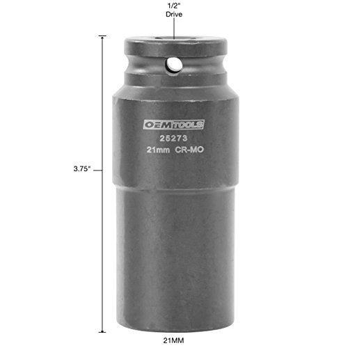 OEMTOOLS 25273 21mm Crank Bolt Socket, Heavy Duty Harmonic Balancer Socket For Stubborn Bolts, 21mm Impact Socket 1/2 Drive Crank Bolt Removal Tool - style: 21 millimeter