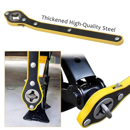 2 Pack Labor-Saving Car Jack Ratchet Wrench, 360° Swivel Long Handle Scissor Jack Tool, Cross Hex Rhombus Head for Car SUV Van