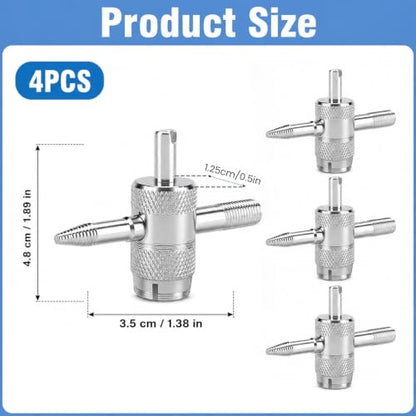 2PCS 4-Way Valve Core Removal Tool 4-in-1 Universal Valve Stem Tool | Multifunctional Tire Valve Stem Removal Tool for Car Bicycle Bike Motorcycle Tire Repair Accessories