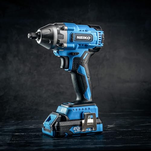 NEIKO 10880A 3/8-Inch-Drive Brushless Cordless Impact Wrench, 20-Volt Compact Impact Wrench with Lithium-Ion Charging Battery, Includes Fast Charger, 3/8 Impact Gun, 3/8 Impact Wrench, Impact Driver - style: 3/8" Brushless Impact Wrench
