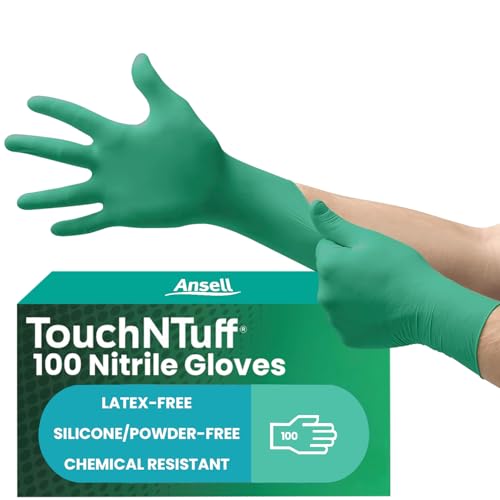 TouchNTuff 92-600 Nitrile Gloves - Disposable, Chemical Splash Resistant, Size Large. - color: Blue, size: Size 9 (Pack of 100)