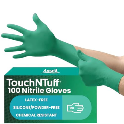 TouchNTuff 92-600 Nitrile Gloves - Disposable, Chemical Splash Resistant, Size Large. - color: Blue, size: Size 9 (Pack of 100)