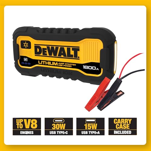 DeWalt Jump Starter DXAELJ18C 1800 Peak Amps | Lithium Ion, USB Power, Carrying Case - size: 1800 Peak Amp