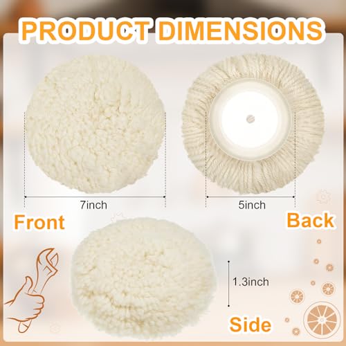 Tallew 6 Pcs 5 Inch Wool Polishing Pad Hook Loop Buffing Pad for Drill Curved Edge Compound Cutting Tool Drill Polisher Attachment Wheel Polish Kit Car Body Repair Buffing - size: 5 Inch