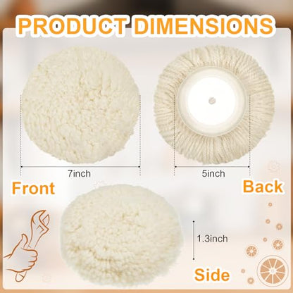 Tallew 6 Pcs 5 Inch Wool Polishing Pad Hook Loop Buffing Pad for Drill Curved Edge Compound Cutting Tool Drill Polisher Attachment Wheel Polish Kit Car Body Repair Buffing - size: 5 Inch