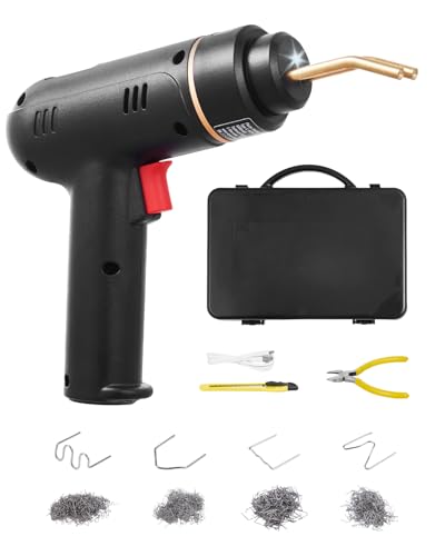 VEVOR Cordless Plastic Welder, 120W Plastic Welding Gun with 400PCS 4 Types Hot Staples, Rechargeable Hot Staple Welding Gun, Plastic Car Bumper Repair Kit for Kayak, Toys, Plastic Crack Repair - style: 120W Cordless Plastic Welder Gun