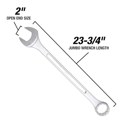 OEMTOOLS 22112 Jumbo Combination Wrench, 2 Inch | One Open End & One Box-Head on a Single Wrench | Long-Shaft Industrial Tool | Smooth Open End Doesn’t Mark Fasteners - size: 2"