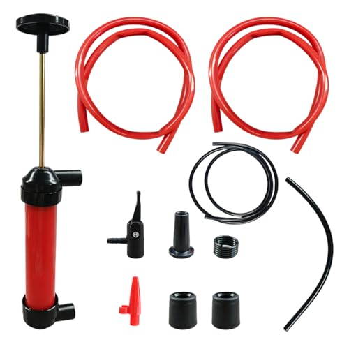 Multi-Use Siphon Fuel Transfer Pump Kit, Universal Hand Fluid Transfer Pump with Siphon Hose, Portable Automotive Oil Extractor Accessories for Gas, Liquid (Black)
