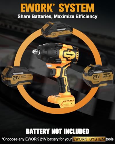 EWORK 1/2" Cordless Impact Wrench Compatible with Makita 18V Battery | 775 Ft-lbs Compact Brushless High-Torque Impact Gun, 3-Speed Modes, Includes 5 Sockets (Only Tool)