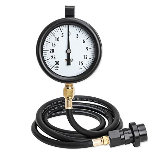 Fuel Pressure Tester Kit Compatible with TU-32-6 Fuel System Test 6.6 L | GM Duramax Diesel Gauge Assembly Test Kit with Quick Coupler 30 inHg 15 PSI 6FT Black Hose Storage Box