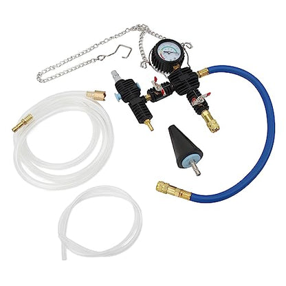 Brilluxa Coolant Refill Kit, 90 PSI Radiator Pressure Tester and Vacuum Filling Tool with Gauge Scale and Flexible Hose for Universal Vehicle Cooling System Service and Maintenance