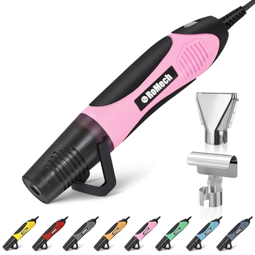 ROMECH 350W Heat Gun with 2 Nozzles, Dual Temp Heat Gun 400°F-660°F, Fast Heat Hot Air Gun with Overload Protection for DIY Craft Embossing Shrink Wrapping (Pink) - color: Pink